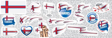 Faroe Adaları 'nın çeşitli yaratıcı tasarımlarındaki ulusal bayrağının vektör kümesi
