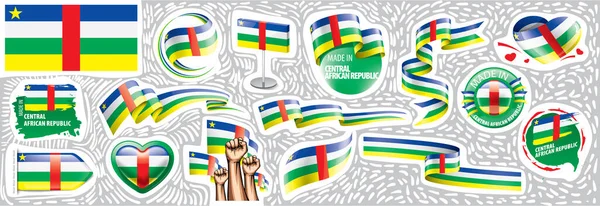 Zestaw wektorów flagi narodowej Republiki Środkowoafrykańskiej — Wektor stockowy