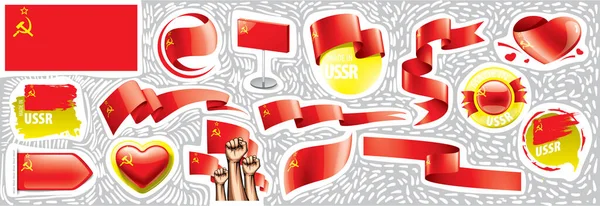 Векторный набор Государственного флага СССР в различных творческих проектах — стоковый вектор