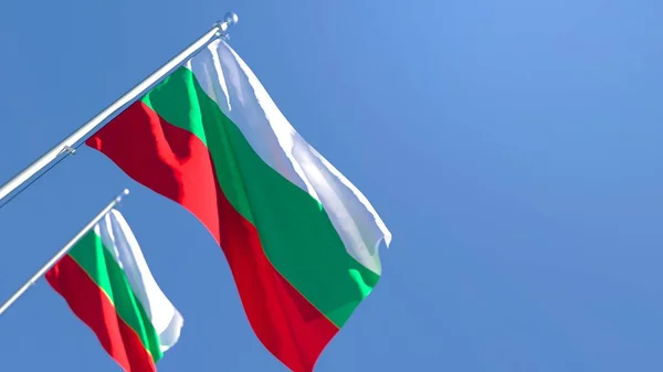 Representación en 3D de la bandera nacional de Bulgaria ondeando al viento — Foto de Stock