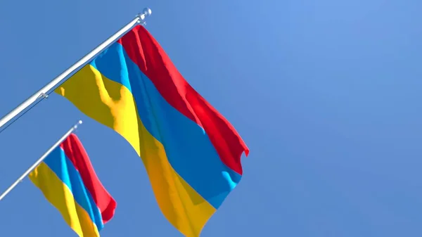 Rendering 3D della bandiera nazionale dell'Armenia che sventola nel vento — Foto Stock