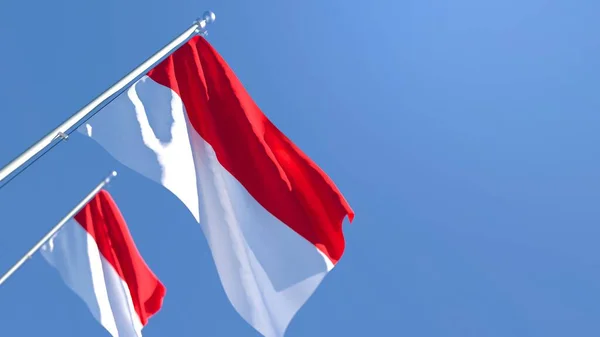 Rendu 3D du drapeau national de l'Indonésie agitant dans le vent — Photo