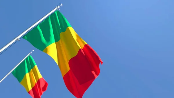 Representación en 3D de la bandera nacional de Malí ondeando al viento — Foto de Stock