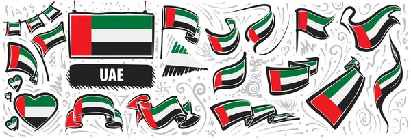 Vektor-Set der Nationalflagge der Vereinigten Arabischen Emirate — Stockvektor