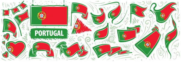 様々な創造的なデザインのポルトガルの国旗のベクトルセット — ストックベクタ