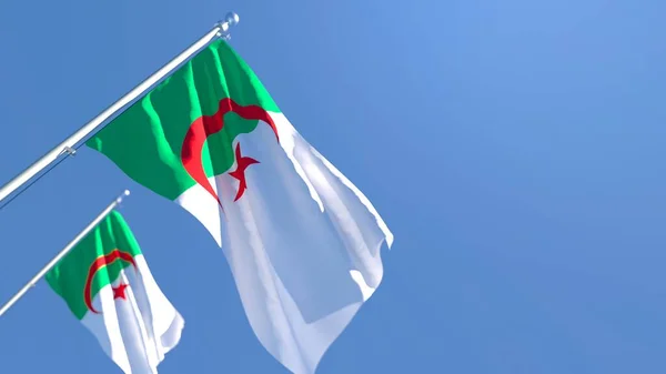 3D рендеринг національного прапора Алжиру, який махає вітром. — стокове фото