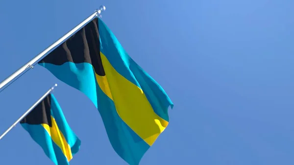 Rendu 3D du drapeau national des îles Bahama agitant dans le vent — Photo