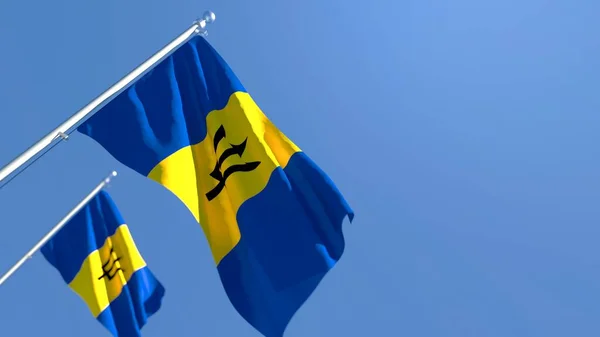 Rüzgarda dalgalanan Barbados bayrağının 3D görüntüsü — Stok fotoğraf