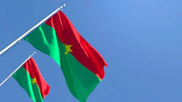 Representación en 3D de la bandera nacional de Burkina Faso ondeando al viento — Foto de Stock