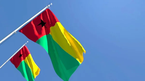 Representación en 3D de la bandera nacional de Guinea Bissau ondeando al viento — Foto de Stock
