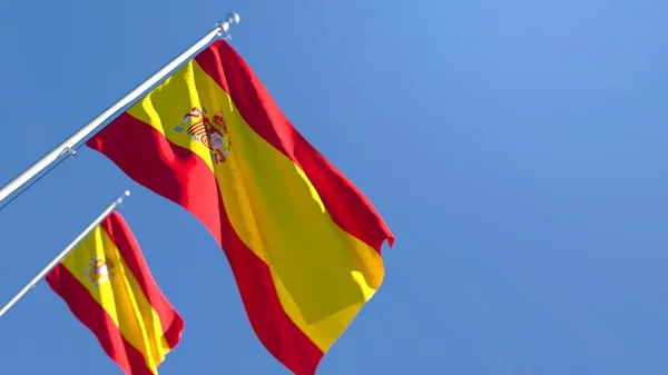 Representación en 3D de la bandera nacional de España ondeando al viento — Foto de Stock