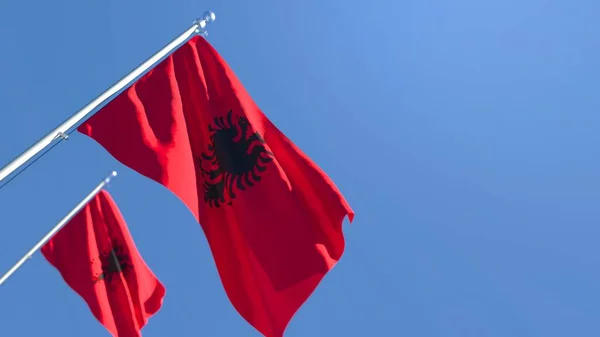 3D renderização da bandeira nacional da Albânia acenando ao vento — Fotografia de Stock