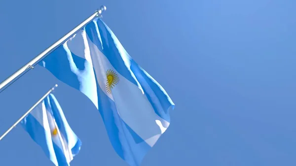 Gambaran 3D dari bendera nasional Argentina melambai-lambaikan angin — Stok Foto