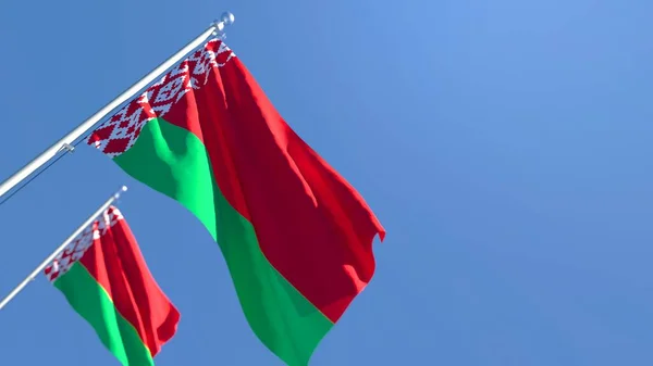 Representación en 3D de la bandera nacional de Bielorrusia ondeando al viento — Foto de Stock