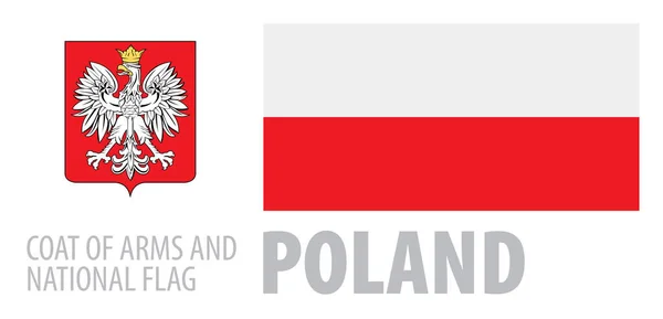 Conjunto vetorial do brasão de armas e bandeira nacional da Polónia —  Vetores de Stock