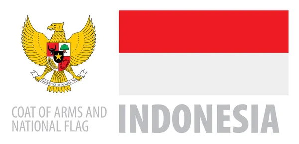 Векторный набор герба и государственного флага Индонезии — стоковый вектор