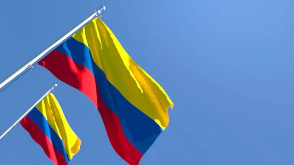 Representación 3D de la bandera nacional de Colombia ondeando al viento — Foto de Stock