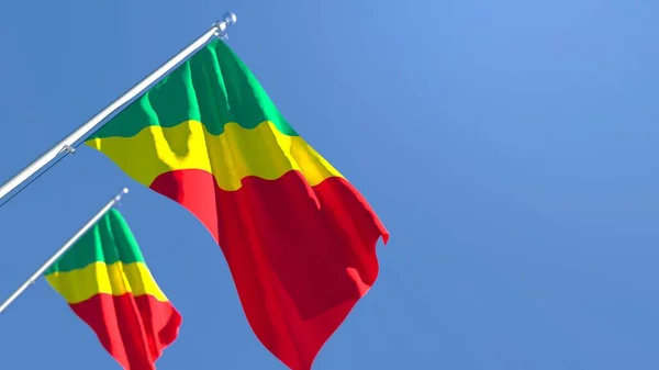कांगो के राष्ट्रीय ध्वज का 3 डी रेंडरिंग हवा में झुक रहा है — स्टॉक फ़ोटो, इमेज