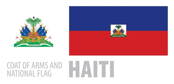Vektor uppsättning vapen och Haitis nationella flagga — Stock vektor