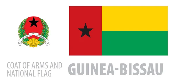 Conjunto de vectores del escudo de armas y bandera nacional de Guinea Bissau — Vector de stock