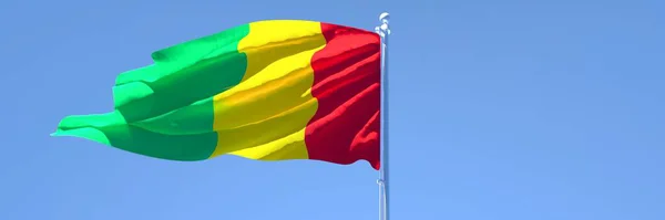 Representación en 3D de la bandera nacional de Guinea ondeando al viento — Foto de Stock