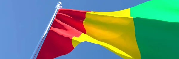 Representación en 3D de la bandera nacional de Guinea ondeando al viento — Foto de Stock