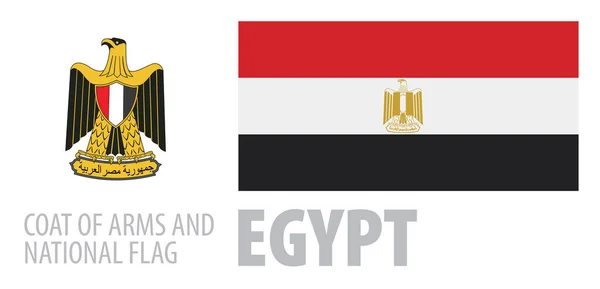 Conjunto vectorial del escudo de armas y la bandera nacional de Egipto — Vector de stock