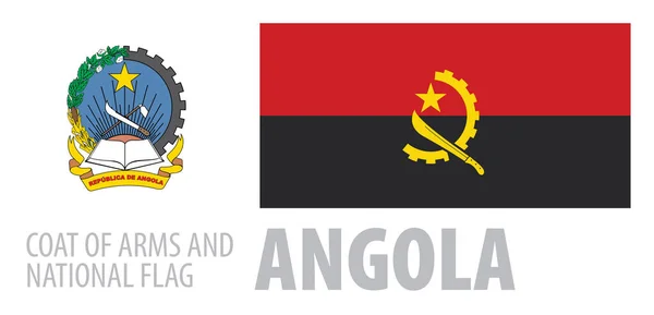 เวกเตอร์เซตของเสื้อคลุมอาวุธและธงชาติของแองโกลา — ภาพเวกเตอร์สต็อก