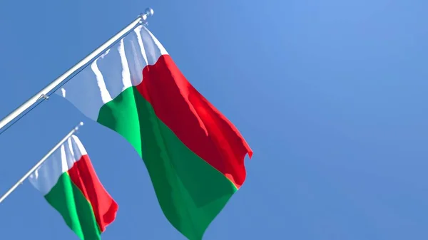3D weergave van de nationale vlag van Madagaskar wapperend in de wind — Stockfoto