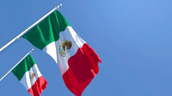 3D weergave van de nationale vlag van Mexico wapperend in de wind — Stockfoto