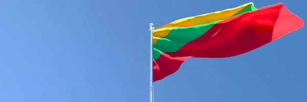 Rendu 3D du drapeau national lituanien contre un ciel bleu — Photo