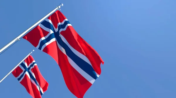 Representación en 3D de la bandera nacional de Noruega ondeando al viento — Foto de Stock