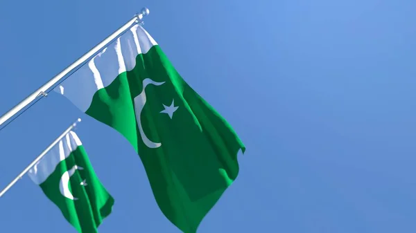 3D vykreslování národní vlajky Pákistánu vlnící se ve větru — Stock fotografie