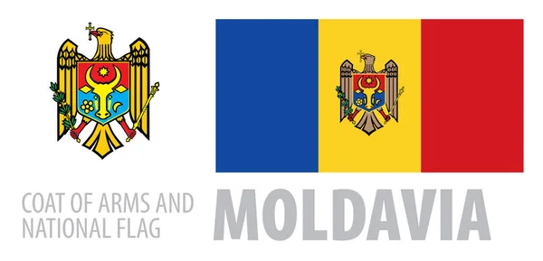Conjunto de vectores del escudo de armas y bandera nacional de Moldavia — Vector de stock