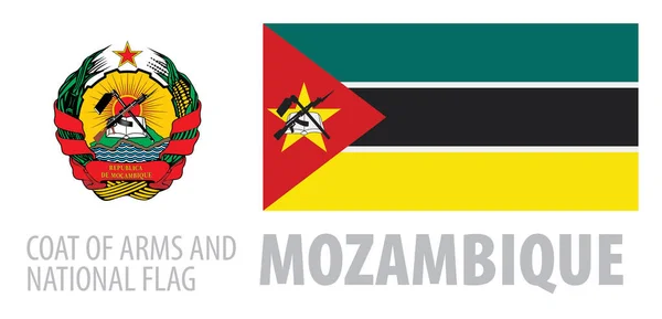 Conjunto de vectores del escudo de armas y la bandera nacional de Mozambique — Vector de stock
