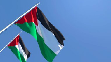 Filistin 'in ulusal bayrağının rüzgarda dalgalanması