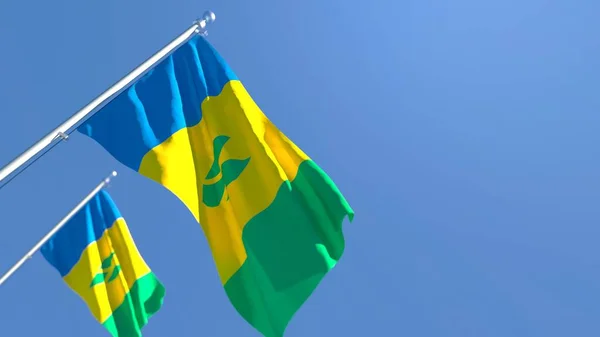 Dessin 3D du drapeau national de Saint-Vincent-et-les Grenadines — Photo