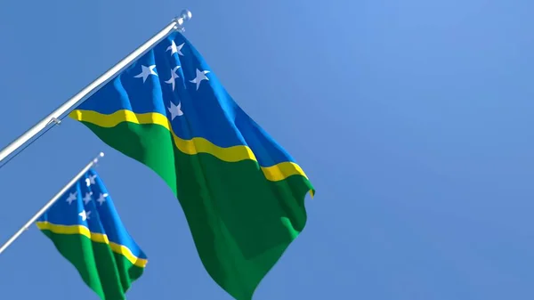 3D rendering of the national flag of Solomon Islands waving in the wind — Stock Photo, Image