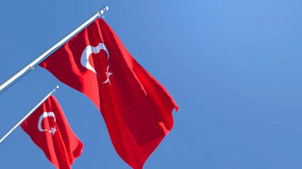 Representación en 3D de la bandera nacional de Turquía ondeando al viento — Foto de Stock