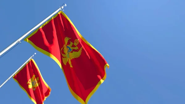 3D-Darstellung der Nationalflagge Montenegros, die im Wind weht — Stockfoto