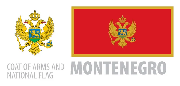 Conjunto vetorial do brasão de armas e da bandeira nacional do Montenegro —  Vetores de Stock