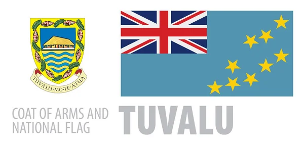 Conjunto vectorial del escudo de armas y bandera nacional de Tuvalu — Vector de stock