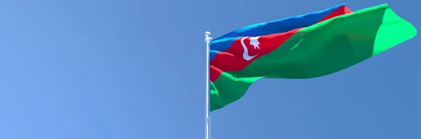 Representación en 3D de la bandera nacional de Azerbaiyán ondeando al viento — Foto de Stock