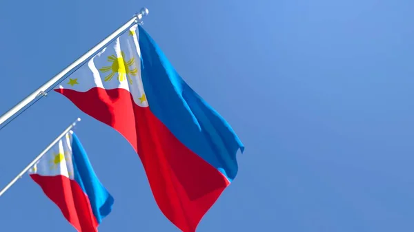 Representación en 3D de la bandera nacional de Filipinas ondeando al viento —  Fotos de Stock