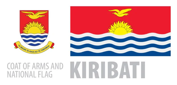 Conjunto vectorial del escudo de armas y bandera nacional de Kiribati — Vector de stock