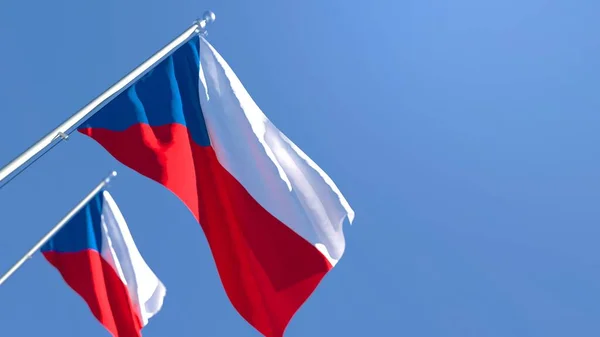 Representación en 3D de la bandera nacional de Chequia ondeando al viento — Foto de Stock