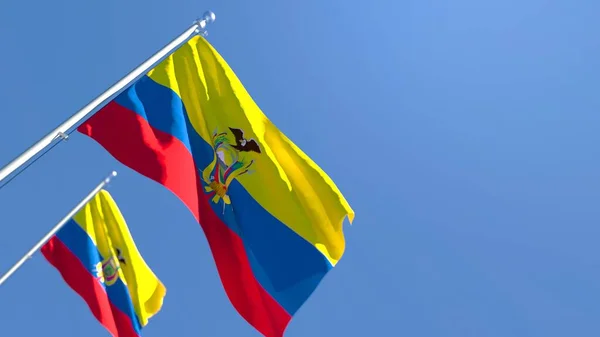 3D weergave van de nationale vlag van Ecuador wapperend in de wind — Stockfoto