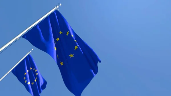 3D rendering of the flag of European Union waving in the wind — Stock Photo, Image