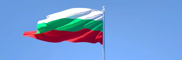 Rendering 3D della bandiera nazionale della Bulgaria sventola nel vento — Foto Stock