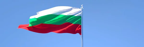 Representación en 3D de la bandera nacional de Bulgaria ondeando al viento — Foto de Stock